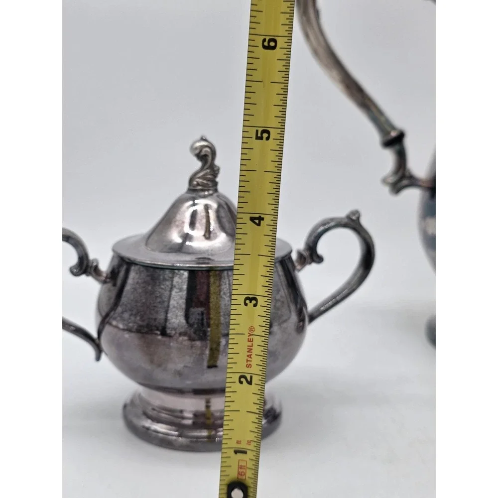 Vintage Silverplate Kent Silversmith Coffee /Tea Pot Set with Creamer and Sugar
